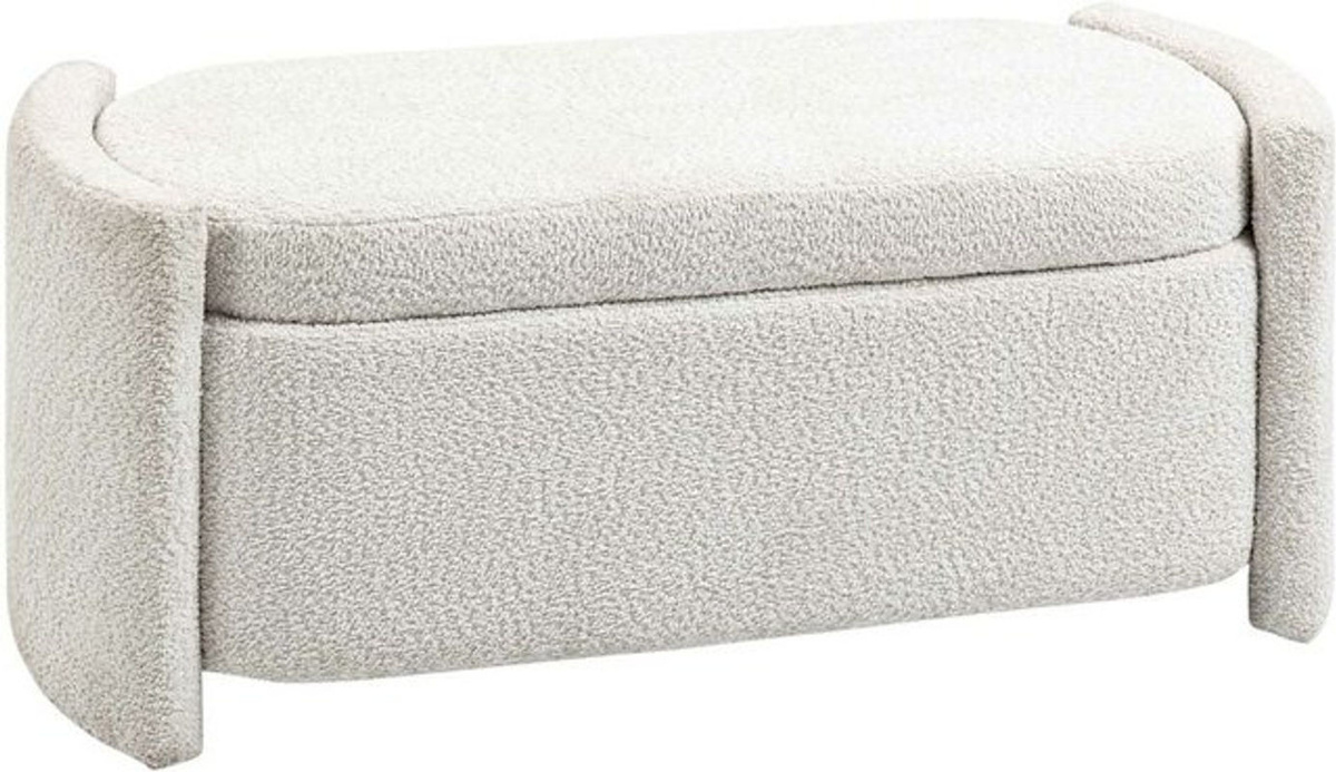 HOMCOM Polsterbank mit Stauraum in Teddy-Samtoptik als Sitzbank und Truhenbank für Wohnzimmer oder Schlafzimmer, Farbe: Beige, Modern - Bild 1