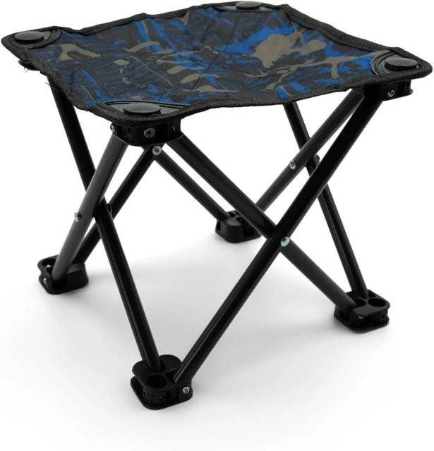 BigDean Camping Hocker Dreibeinhocker aus Edelstahl und Gewebe in Mehrfarbig, Höhe: 23 cm - Bild 1