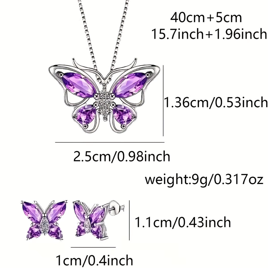 Schmuck-Set Halskette und Ohrringe, Schmetterlingsanhänger - Bild 4