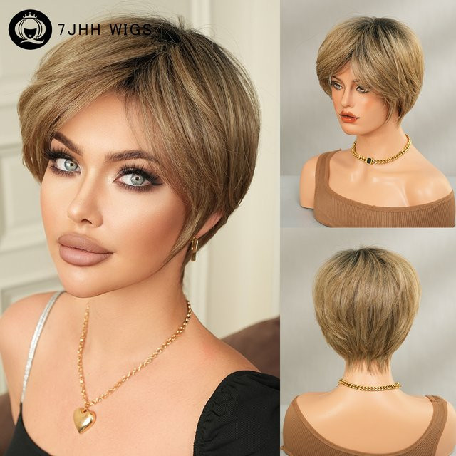 7JHH WIGS Perücke, blonde Bob-Perücke, synthetisch, Damen - Bild 1