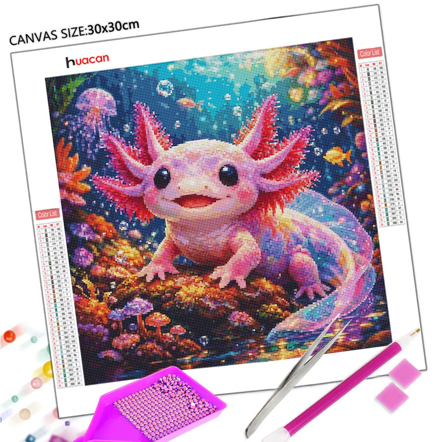 Huacan Diamant-Gemälde Salamander Mosaik Wanddeko rund, Mehrfarbig, B/H: 20 x 20 cm - Bild 3