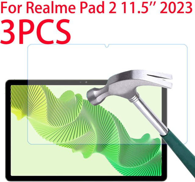 3er-Pack HD Displayschutz aus gehärtetem Glas für Realme Pad 2 11,5 Zoll 2023, transparent - Bild 1