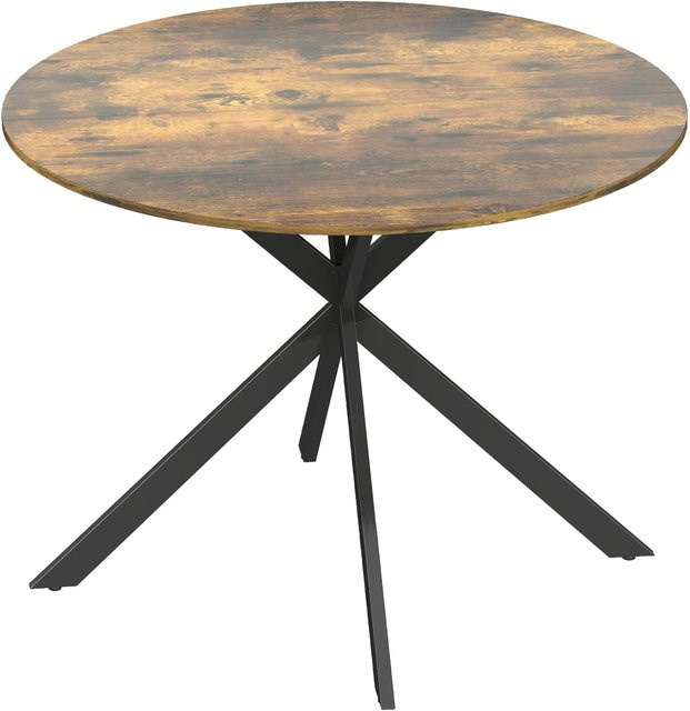 HOMCOM Esstisch im Industrial Design aus MDF und Metall, Farbe Braun, B: 100 cm, T: 100 cm, H: 75 cm - Bild 1