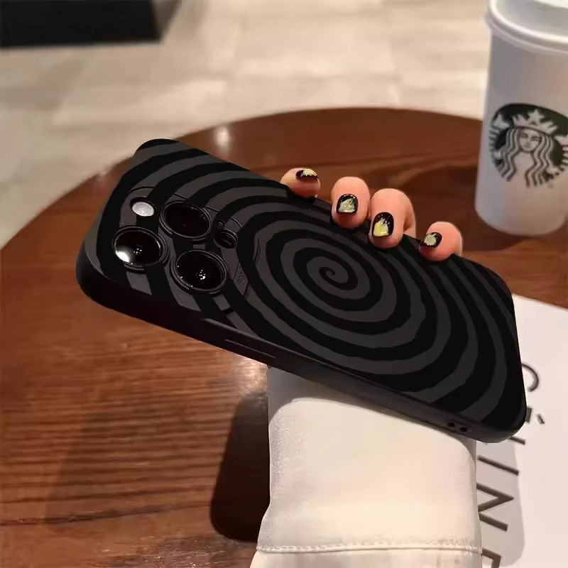 Stoßfeste Silikon-Handyhülle mit Swirl Circle Pattern für iPhone Modelle in Schwarz - Bild 3