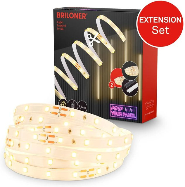 Briloner LED Band Pimp your Panel Ergänzungs-Set, Farbe: Weiß, Lichtfarbe: Warmweiß, Länge: 2,6 m - Bild 1