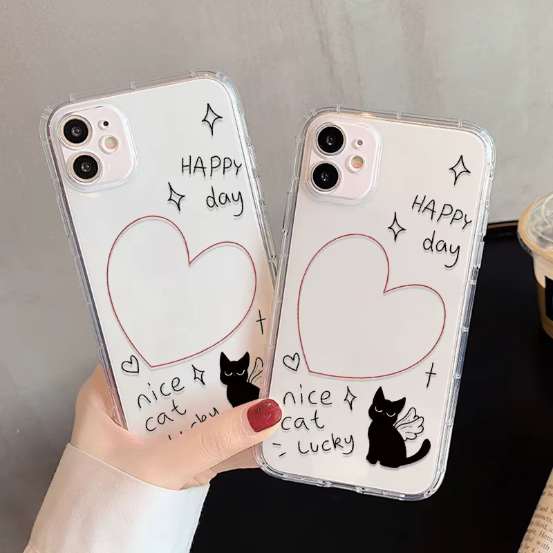 Silikon Handyhülle mit Cartoon Katze Design für Samsung Galaxy S25 Ultra, A56 5G, A55, A54, A36, A16, S24, S23 Plus, A35, A34, A15, A14, A13 in Transparent - Bild 2