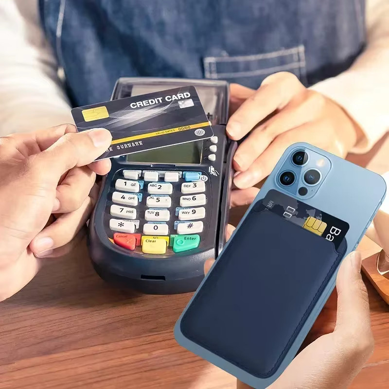 VIKEFON Magnetische Leder Brieftasche Schutzhülle für iPhone und Samsung Galaxy in Blau - Bild 2