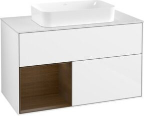 V&B Finion Waschtischunterschrank mit Wandbeleuchtung, Farbe: Weiß lackiert, Breite: 100 cm, Tiefe: 60,3 cm - Bild 1