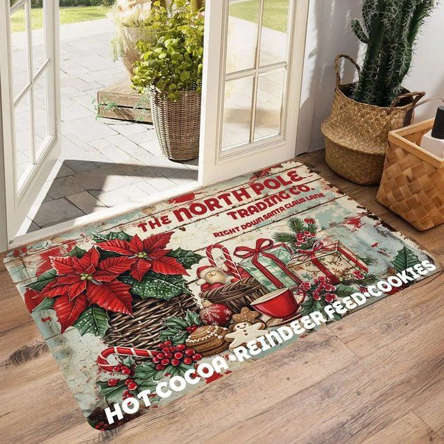 VIKAMA Merry Christmas Fußmatte, weich und schallabsorbierend für den Eingangsbereich oder das Badezimmer - Bild 1