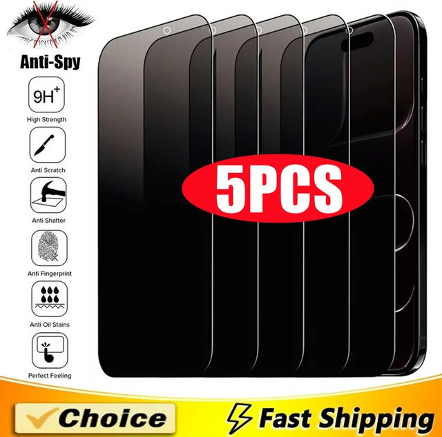 5er Pack AEAJ Anti-Spion Displayschutzfolie für iPhone 11 bis iPhone 17 Pro Max mit Privatsphäre-Schutz und voller Abdeckung - Bild 1