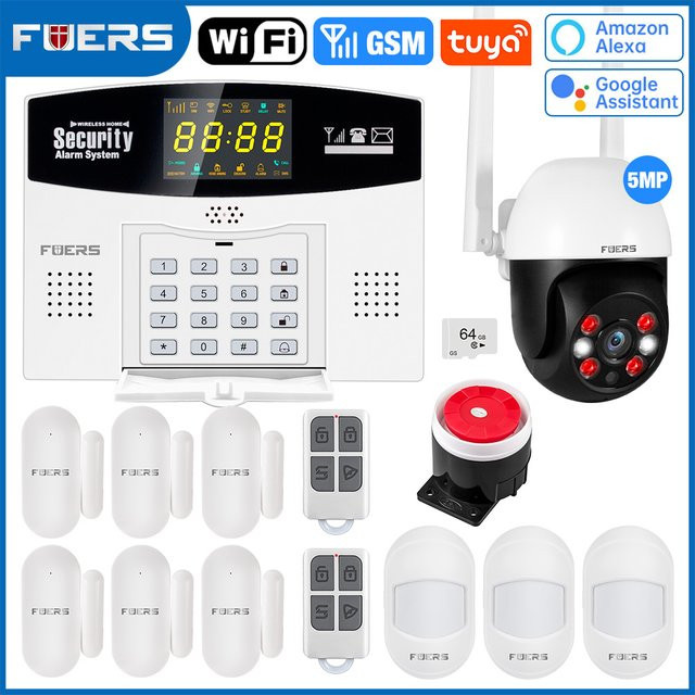 Tuya Smart Alarm System Kit mit LCD Display, WIFI und GSM, inklusive 3MP IP Kamera, Farbe: Weiß - Bild 1