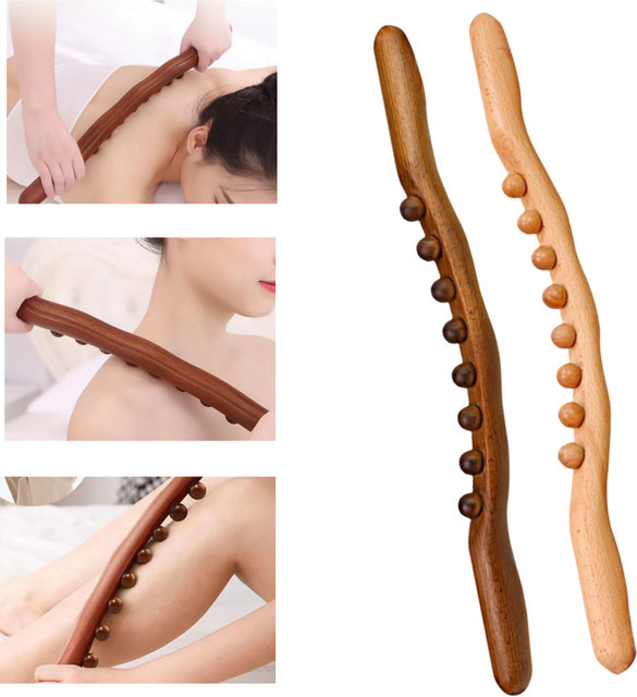 monclique 8-Perlen-GuaSha-Stick aus karbonisiertem Holz, Unisex - Bild 1