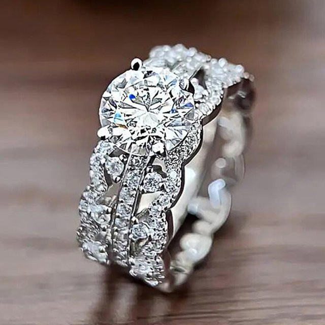 Huitan Ring, silberfarben, Zirkonia, Damen - Bild 1