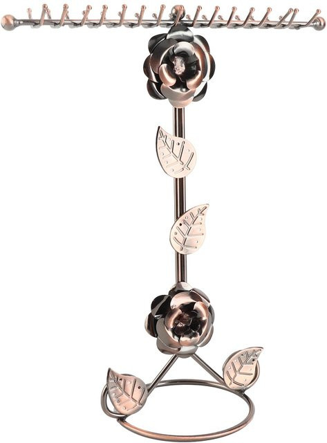 CosyHome Schmuckständer mit Rosenblumen-Design und doppeltem Rohhaken-Design für Halsketten und Armbänder in Bronze Gray - Bild 1