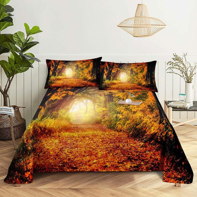 JMG Household Supplies Bettwäsche-Set mit Bäumen-Motiv in Orange, 3-teilig aus Mikrofaser, B/H: 220 x 240 cm - Bild 1