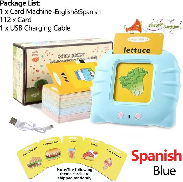 Binchi Lernkartenmaschine, Sprechend, Englisch Spanisch Italienisch Arabisch, Audio, Frühpädagogisches Spielzeug - Bild 1