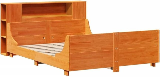 vidaXL Massivholzbett aus Kiefernholz in Braun, rustikales Bett ohne Matratze, B/T/H: 140-160 x 200 x 82 cm - Bild 1