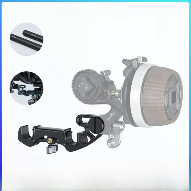 SmallRig 15mm Rod Clamp mit verstellbarem Abstand zur Unterstützung großer Objektive, kompatibel mit der 3010 Series Follow Focus, Schwarz - Bild 1