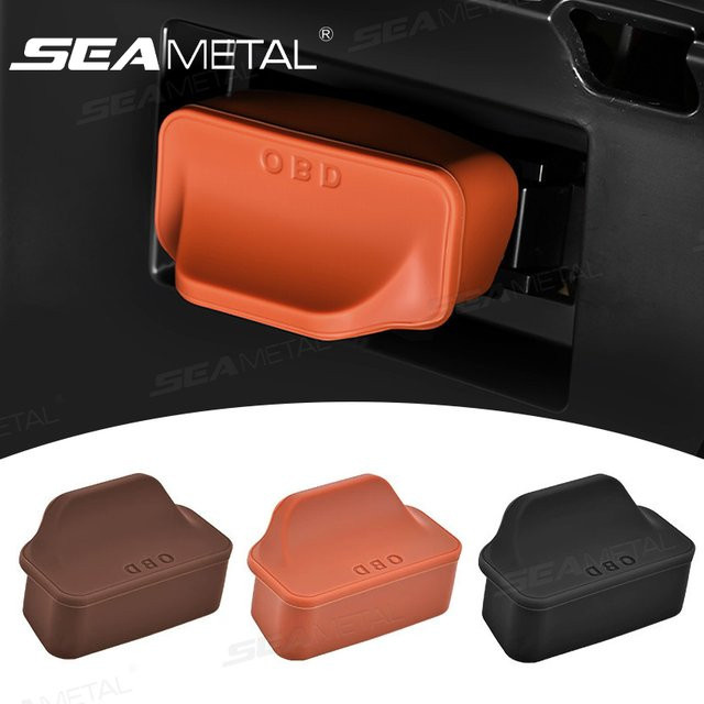 SEAMETAL Silikon OBD Port Staubschutz Kappe mit Griff Design in Braun und Orange - Bild 1