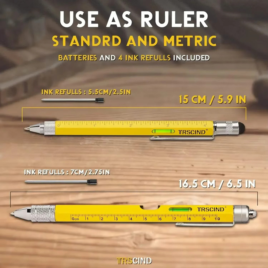 9 in 1 Multi Tool Stift aus Metall in Schwarz als praktisches Werkzeug-Gadget für Männer und Handwerker - Bild 5
