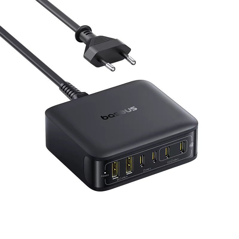 Baseus 120 W GaN Desktop-Ladegerät 6-in-1 Schnellladegerät für Laptop, iPhone und Samsung in Schwarz - Bild 5