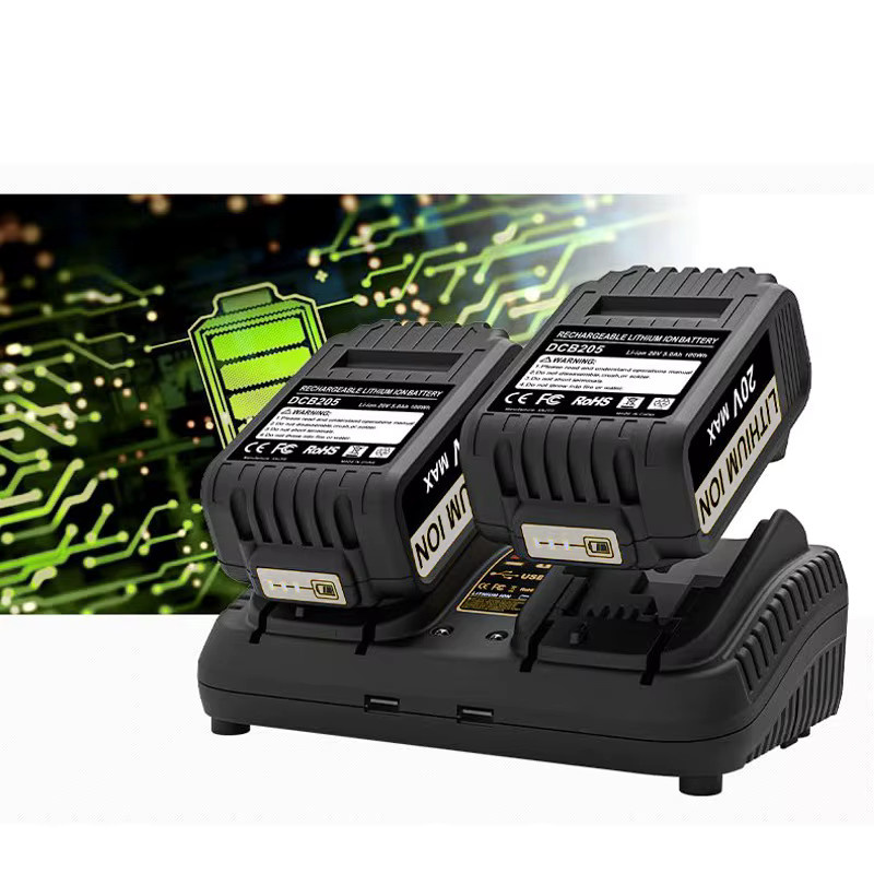 Dewalt Schnellladegerät mit zwei Ladestationen und USB-Anschlüssen für 12/20 V Lithium-Ionen-Akkus in Schwarz - Bild 4
