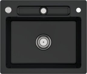 Villeroy & Boch Spüle Siluet 60 S aus Keramik in Pure Black mit Ablauggarnitur und Exzenter in runder Ausführung - Bild 1