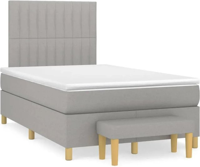 vidaXL Boxspringbett mit Matratze Hybrid-Design in Hellgrau und Weiß, B/T/H: 120 x 200 x 128 cm - Bild 1