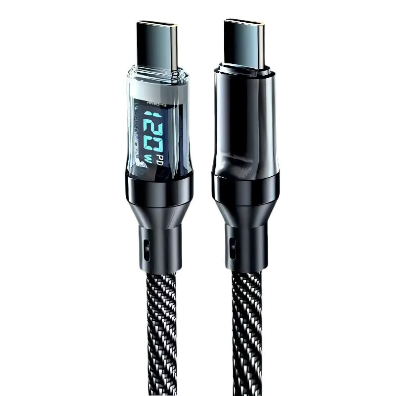Lann USB-C zu USB-C Ladekabel mit LED-Anzeige, 120W Schnellladekabel für Xiaomi, Samsung und OnePlus, Schwarz - Bild 7