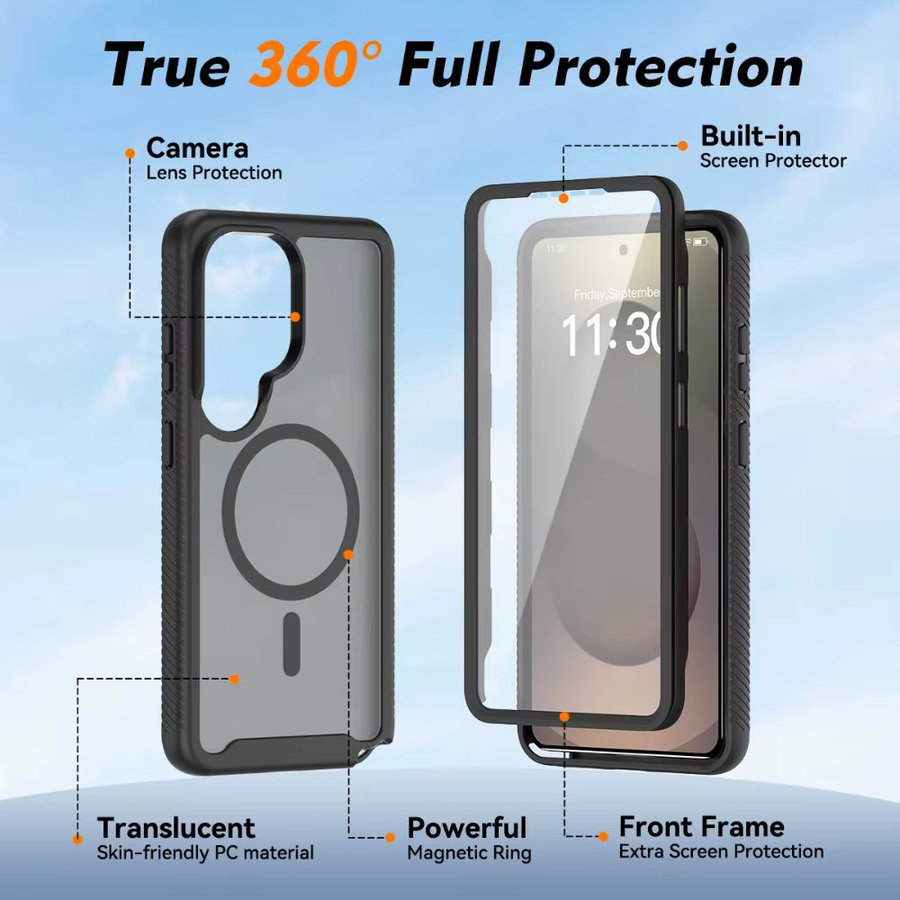 2-in-1 Stoßfeste Schutzhülle mit Magnetischer Panzerung und PET-Displayschutzfolie für Samsung Galaxy A17 A37 A57 A16 A36 A56 in Transparent - Bild 2