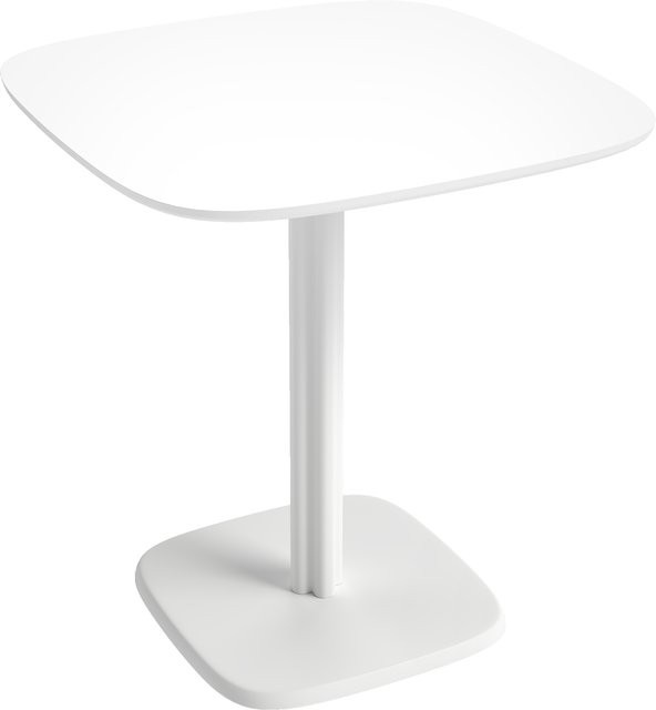 HOMCOM Esstisch für 4 Personen in Weiß mit Holzoptik, moderner quadratischer Küchentisch aus Gummholz, B/T/H: 70 x 70 x 70 cm - Bild 1