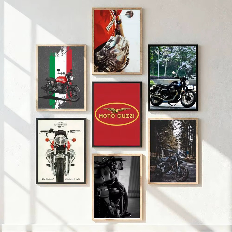 Kayou Moto Guzzi 100 Jahre Jubiläum Retro-Poster im Anime-Stil, Kunstdruck aus Papier, Mehrfarbig - Bild 5