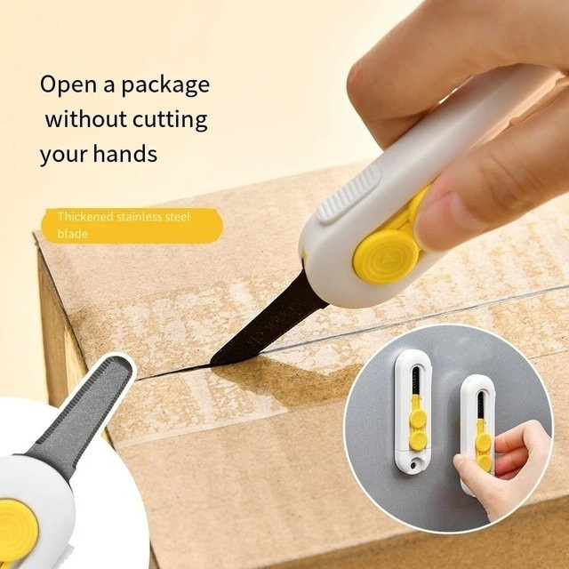 Magnetisches Mini Box Cutter Unboxing Messer in Weiß mit Edelstahlklinge und Selbstverriegelung - Bild 1