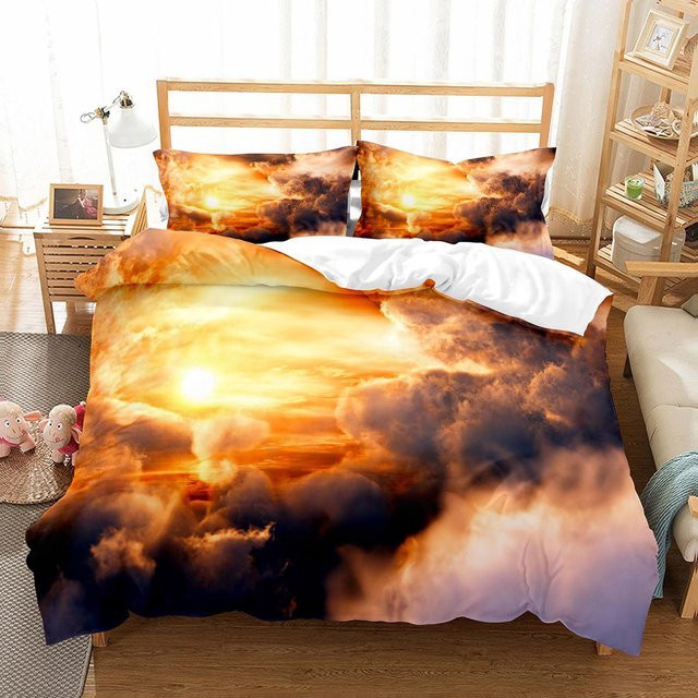 Bettwäscheset Weiße Wolke von Binchi Outdoor Product mit Kissenbezug aus Mikrofaser, Farbe Weiß und Orange, B/H: 245 x 210 cm - Bild 1