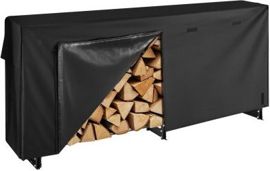 VEVOR Metall Kaminholzregal mit wasserdichter Abdeckung in Schwarz, B/T/H: 257 x 36 x 117 cm - Bild 1