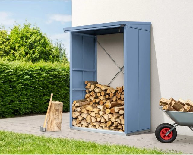 Ecostar Kaminholzregal Elegant-V aus Metall in Taubenblau, B/H/T: 112,7 x 198 x 102,5 cm - Bild 1