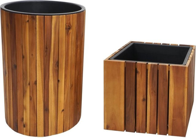 PROREGAL 2er-Set Pflanzkasten aus Akazienholz in Braun, Eckig für Outdoor und Garten - Bild 1