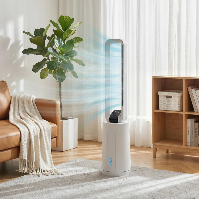 HOMCOM 3-in-1 Verdunstungsluftkühler mit 1,7 l Wassertank und 2 Kühlakkus, Weiß, Höhe: 109 cm - Bild 2