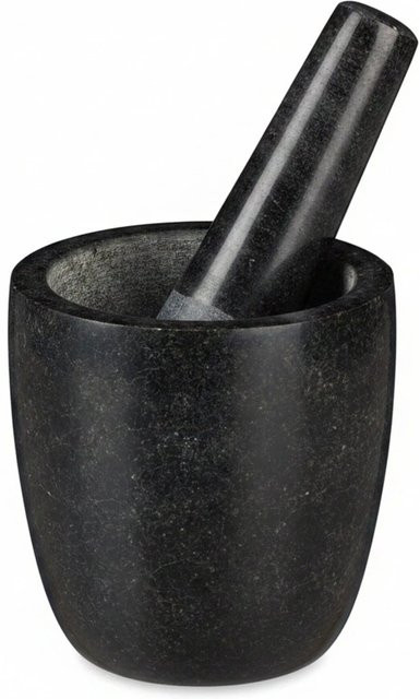 Relaxdays Mörser mit Stößel aus Granit in Schwarz und Grau, B/T/H: 13 x 13 x 13 cm - Bild 1