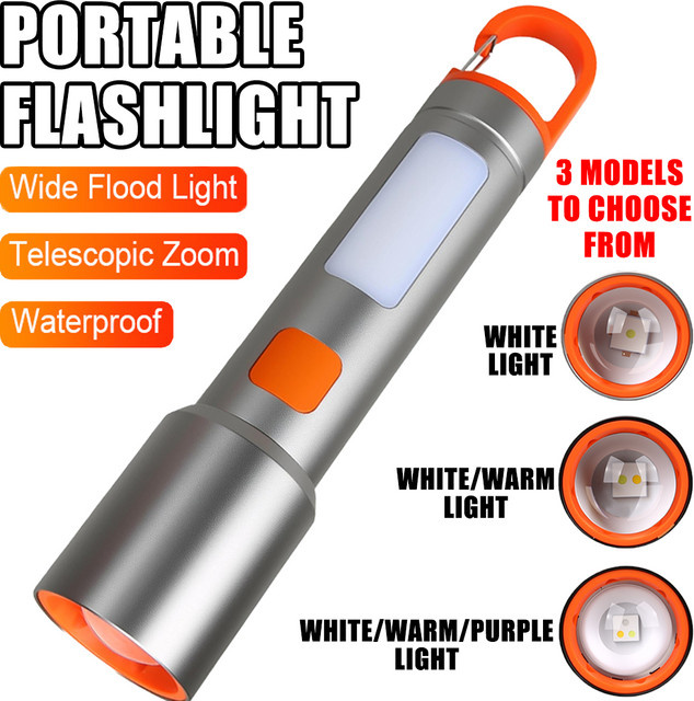 NEWBIRTH LED-COB-Taschenlampe mit USB-Ladefunktion und Haken, wasserdichte Notfalllaterne für Outdoor und Garten - Bild 1