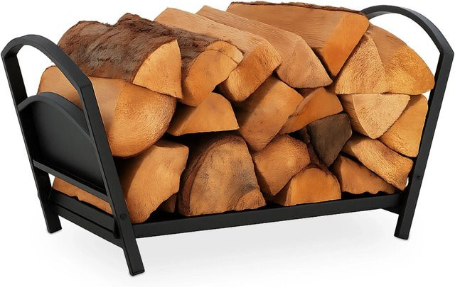 Relaxdays Kaminholzkorb aus Stahl in Schwarz, klappbar, B/T/H: 33 x 66 x 30,5 cm - Bild 1