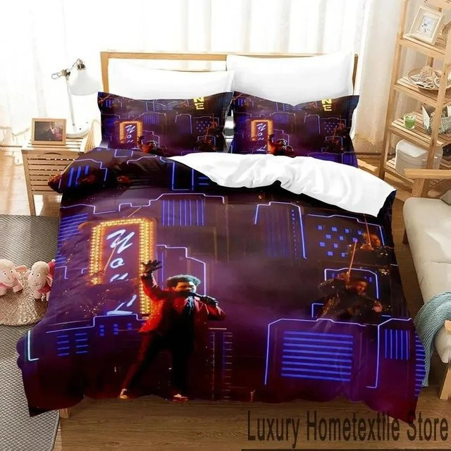 Bettwäscheset XO The Weeknd mit 3D-Druck in Schwarz, bestehend aus Bettbezug und Kissenbezug, B/H: 240 x 210 cm - Bild 1