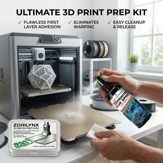3D-Drucker-Bett-Klebespray und Vorbereitungstücher für starke Haftung der ersten Schicht, passend für PLA, PETG, ABS, TPU sowie Glas und PEI, Farbe: Weiß - Bild 1