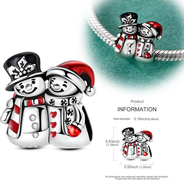 Charm Weihnachts-Schneemann, 925 Sterlingsilber, Damen - Bild 1