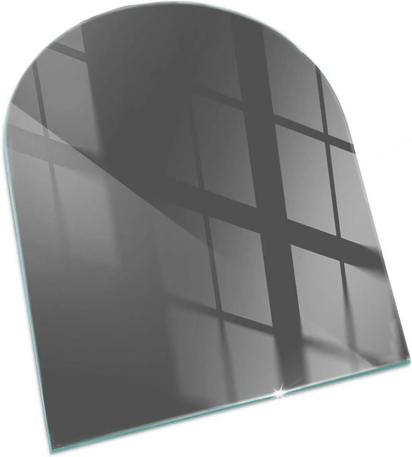 Tulup Kamin-Glasplatte als Funkenschutzplatte in Grau, Halbkreis, B: 80 cm, H: 70 cm - Bild 1
