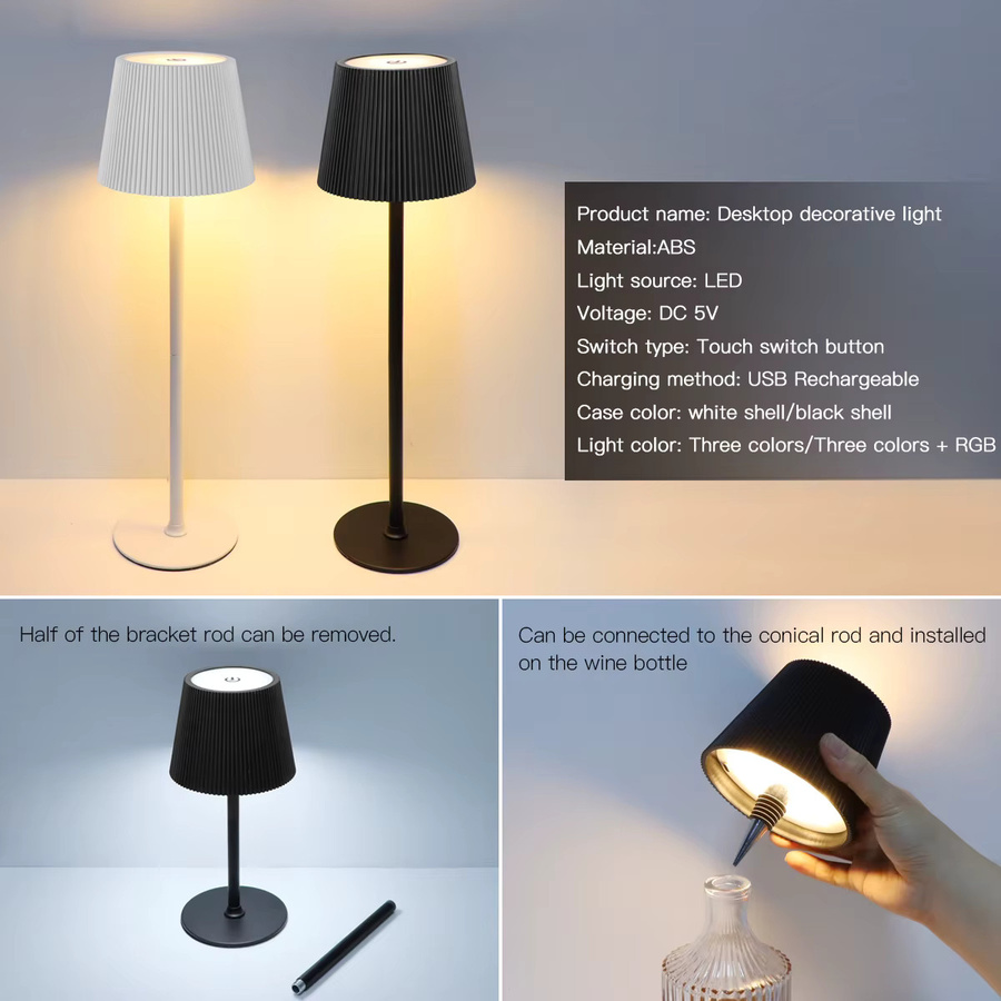 MALITAI LED Tischlampe als Weinflaschen-Vasen-Basis, dimmbar und wiederaufladbar, modernes Design für Esszimmer oder Home Office, Höhe: 29,5 cm, Breite: 10,8 cm, Tiefe: 10,8 cm - Bild 2