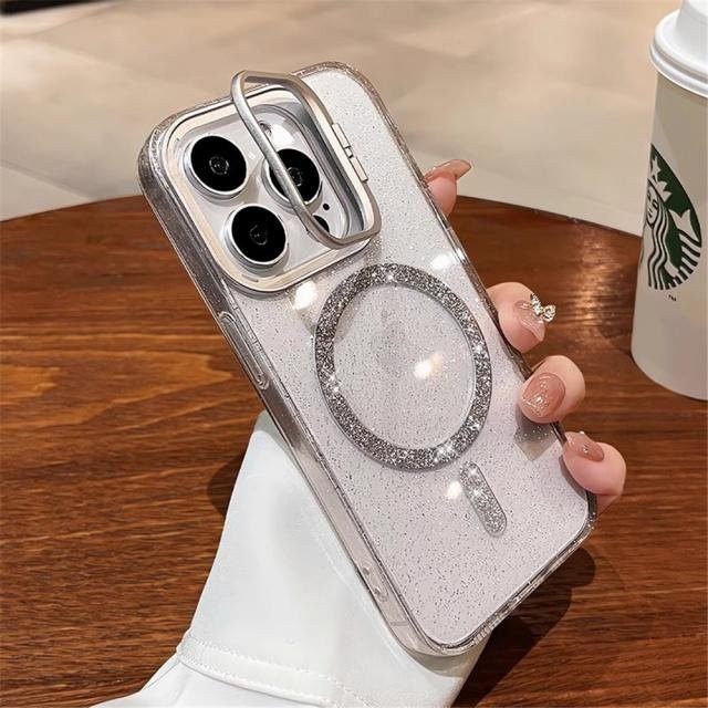 Yiran Luxus MagSafe Magnetische Handyhülle mit Blitz Linsenhalter für iPhone 16 Pro Max, 15, 14, 13, 12, 11 Plus, Farbe: Transparent - Bild 1