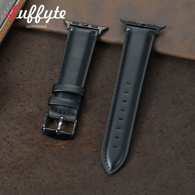 luffyte Uhrenarmband Leder, Schwarz, Unisex - Bild 1