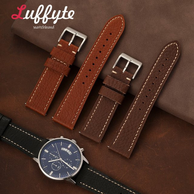 luffyte Uhrenarmband Echtleder, Lychee-Textur, Herren - Bild 1