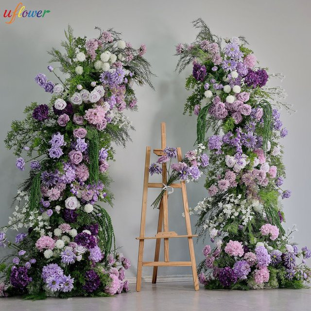 Uflower Blumenarrangement aus lila Rosen und Hortensien in Grün für Hochzeits-Dekoration und Event-Hintergründe - Bild 1